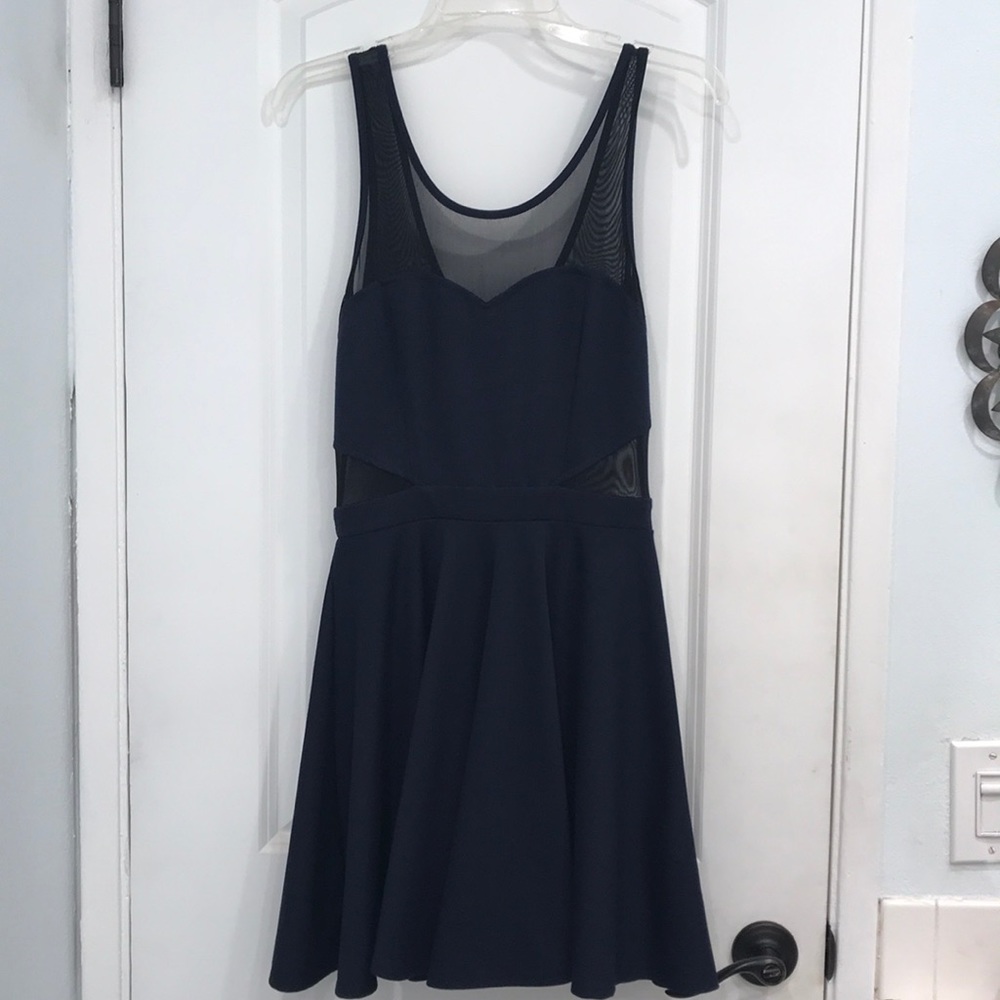 Mesh Navy Blue Cocktail Dress